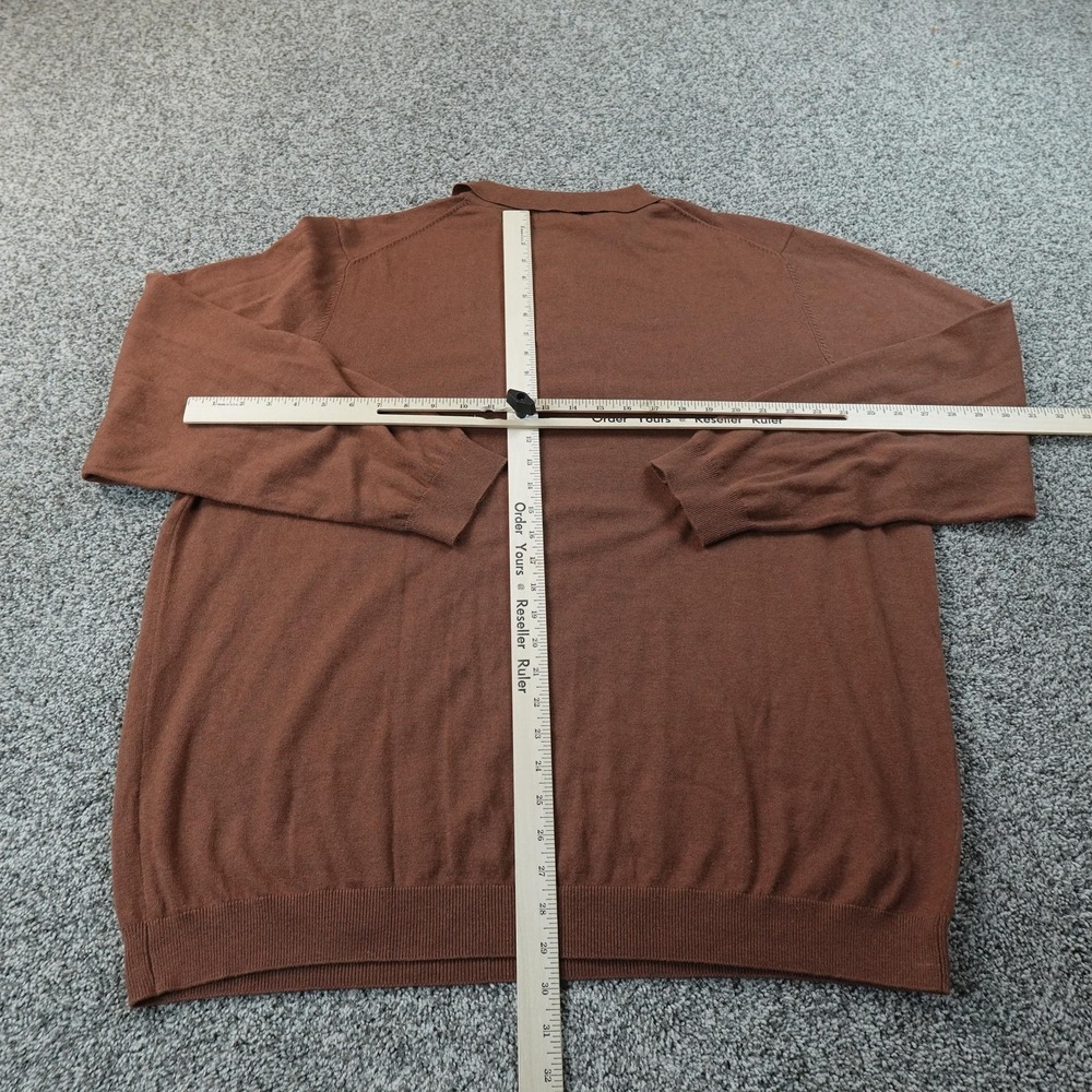 Paul Fredrick Sweater Mens 4XL Brown Silk Cotton Cashmere Knit Polo Pullover Top - Picture 5 of 9